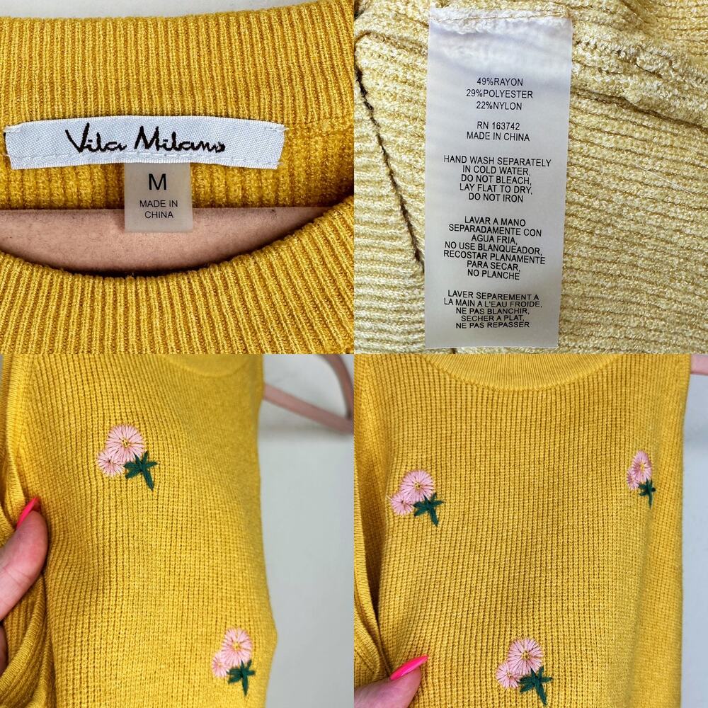 Vila Milano Daisy Floral Embroidered Ribbed Knit Halter Tank Top Bundle Medium - Picture 12 of 16